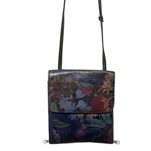 Patricia Nash Blue Forest Floral Collection Andrea Wallet Crossbody Bag